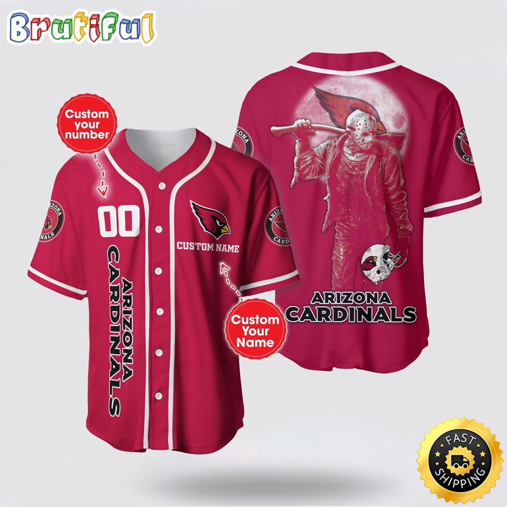 NFL Arizona Cardinals Baseball Jersey 3D Personalized Skull Score Big With Team Spirit