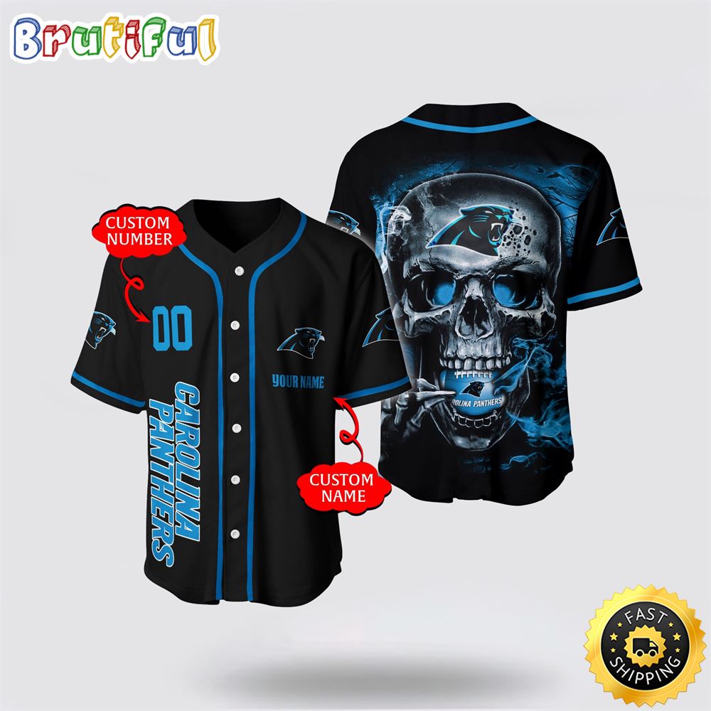NFL Carolina Panthers Baseball Jersey 3D Personalized Skull Embrace Fashion And Team Spirit
