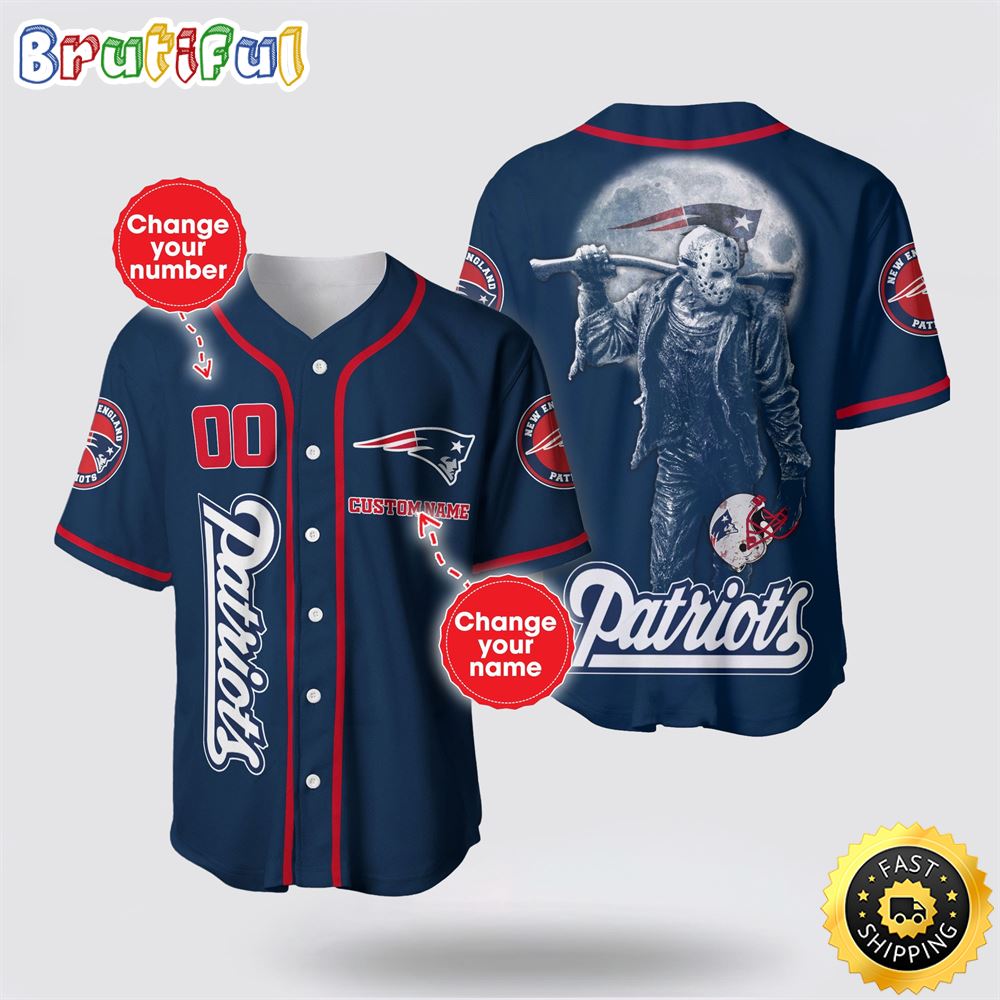 NFL New England Patriots Baseball Jersey 3D Personalized Skull Score Big With Team Spirit