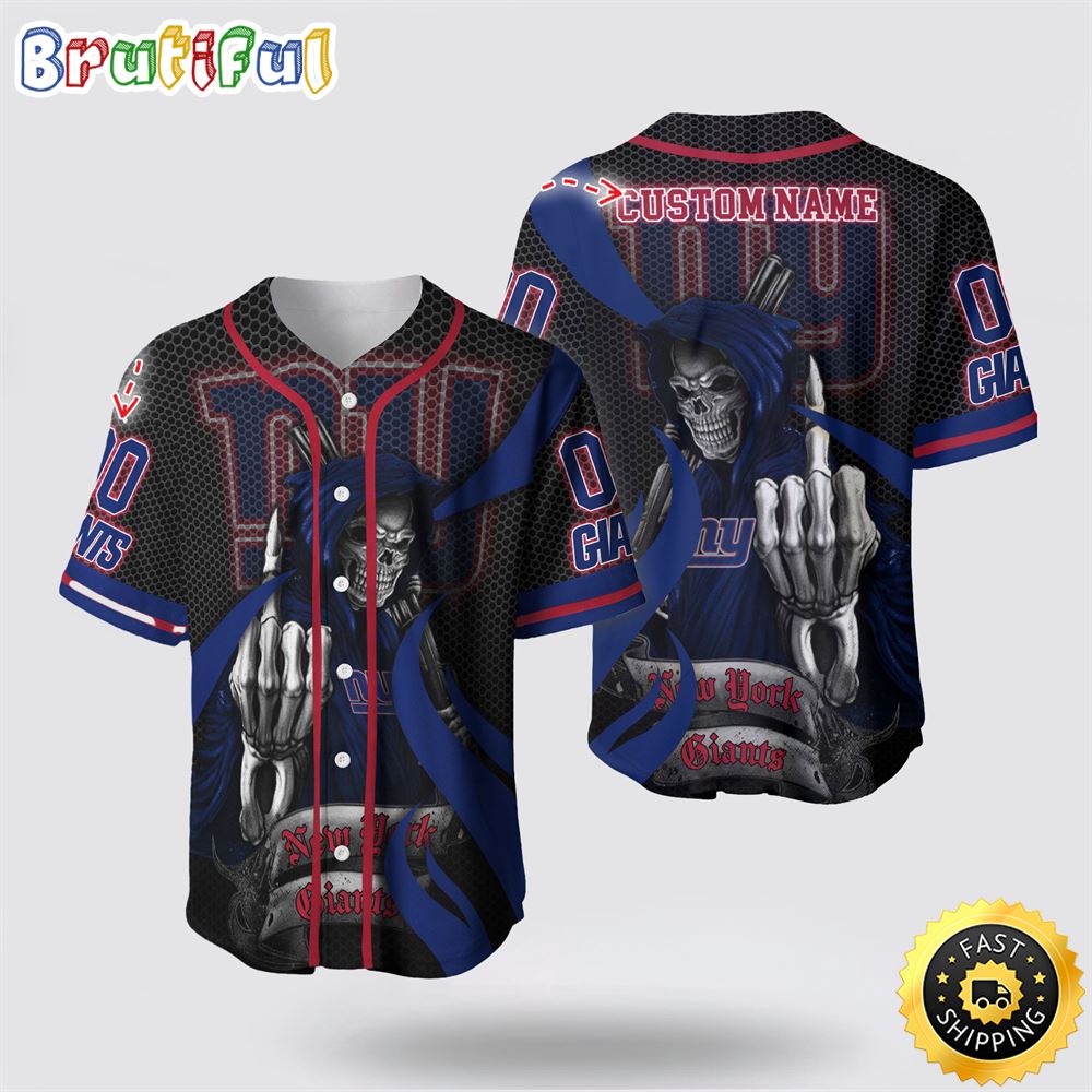 NFL New York Giants Baseball Jersey 3D Personalized Skull Gear Up For Game Day