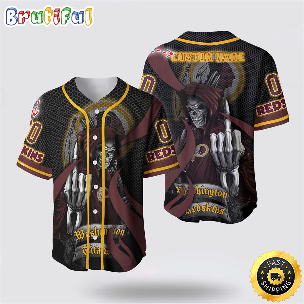 NFL Washington Commanders Baseball Jersey 3D Personalized Skull Gear Up For Game Day