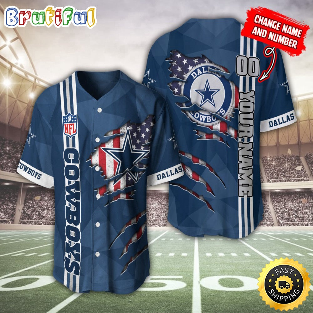 Personalized NFL Dallas Cowboys Baseball Jersey America Flagy America Flag Athletic Style Jerseys