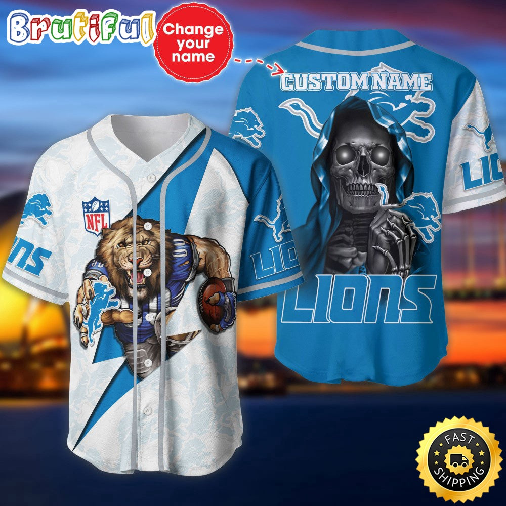 Personalized NFL Detroit Lions Baseball Jersey Team Spirit Tops