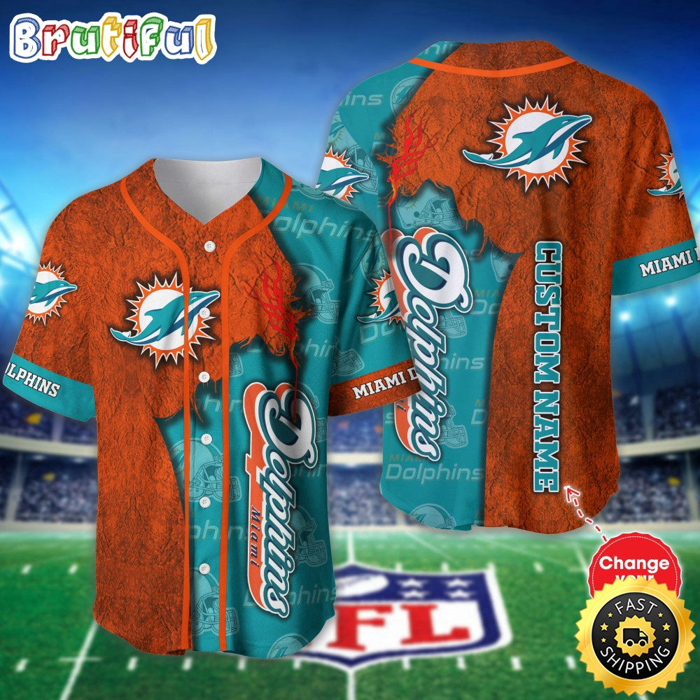 Personalized NFL Miami Dolphins Baseball Jersey Authentic Baseball Attire