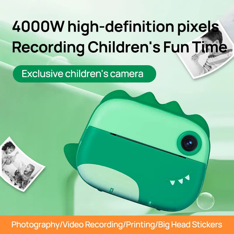 2.4" IPS LCD Children Instant Camera Film Camera Black-white Picture Print 1080P Video Shoot Digital Video Camera