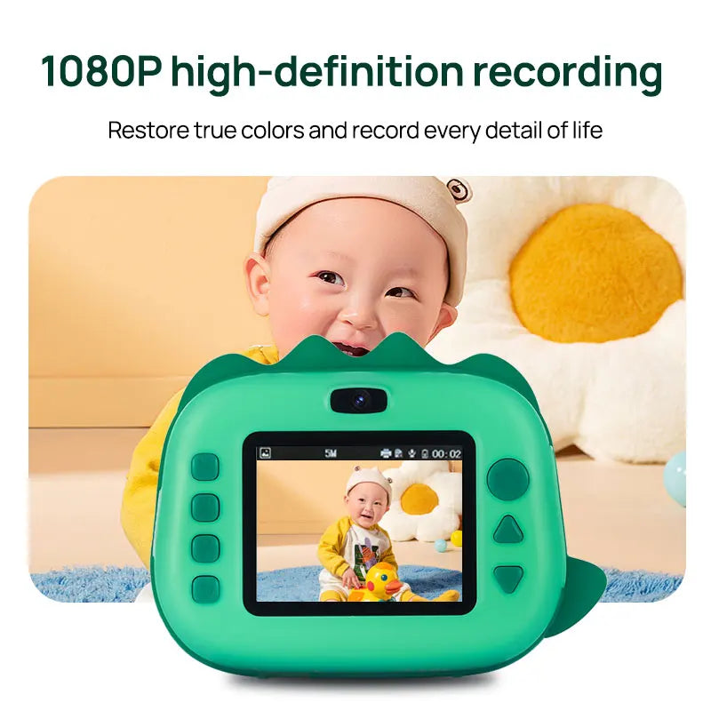 2.4" IPS LCD Children Instant Camera Film Camera Black-white Picture Print 1080P Video Shoot Digital Video Camera