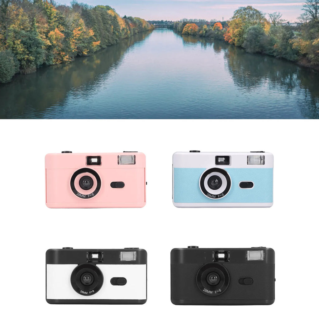 Vintage Film Camera 35MM Film Camera Reusable Lightweight Vintage Camera Built in Flash with 28MM F/8 Lens 1/120s Shutter Speed