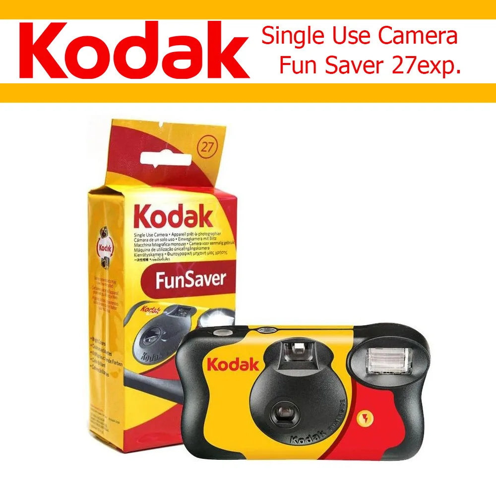 New 1-5 Pcs Original Kodak FunSaver Single Use Camera With Flash Disposable Point-and-Point Film Cameras 27 Exposures 39 Sheets