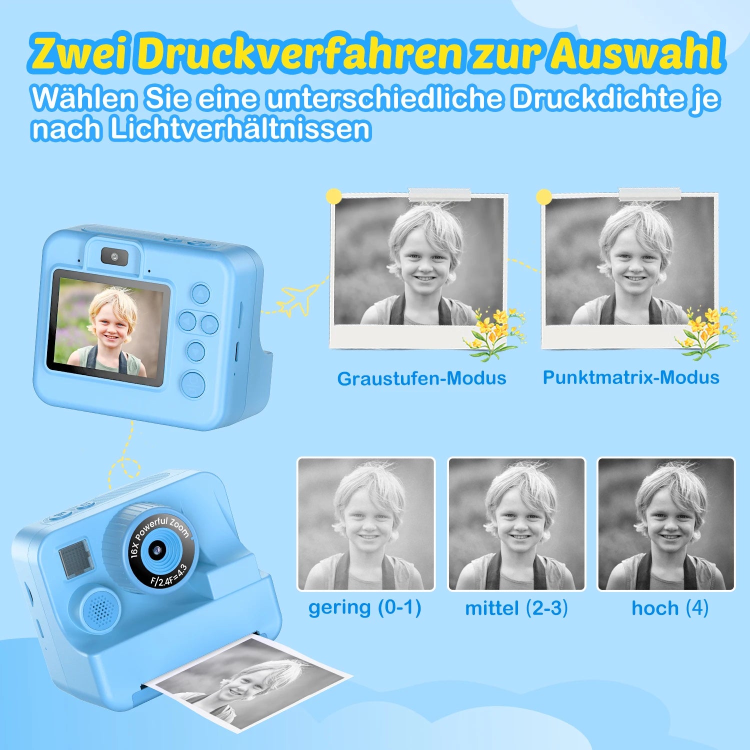 New Bee Kids Camera Instant Camera 1080P HD Dual Lens Selfie Digital Camera Print for Girls Boys Christmas Birthday Gifts Toys