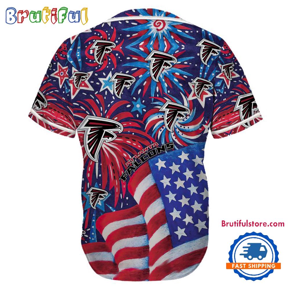 Atlanta Falcons USA Flag Independence Day Baseball Jersey, Sport Team 4th of July Jersey