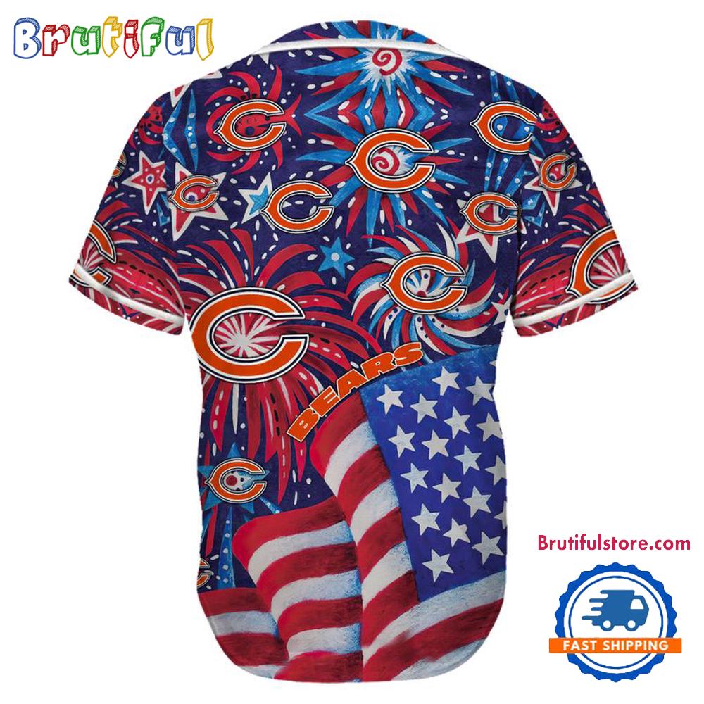 Chicago Bears USA Flag Independence Day Baseball Jersey, Sport Team 4th of July Jersey