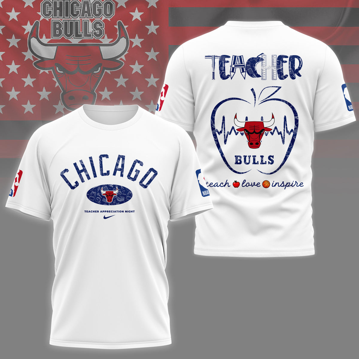Chicago Bulls | Premium NBA Teacher Appreciation Day 3D Shirt NY