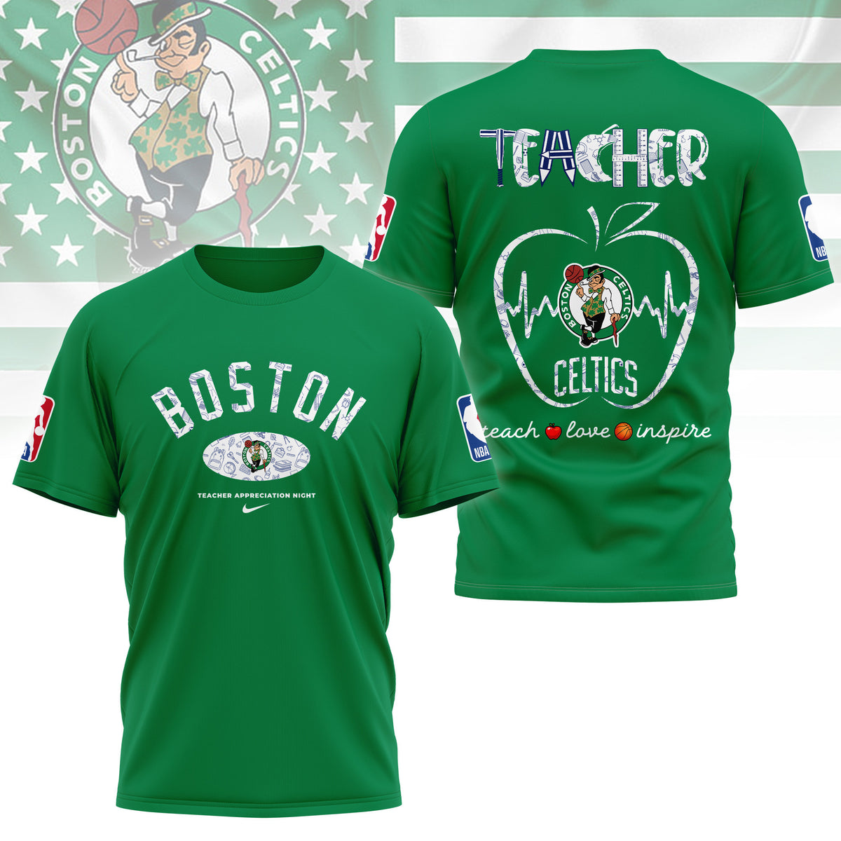 Boston Celtics | Premium NBA Teacher Appreciation Day 3D Shirt NY