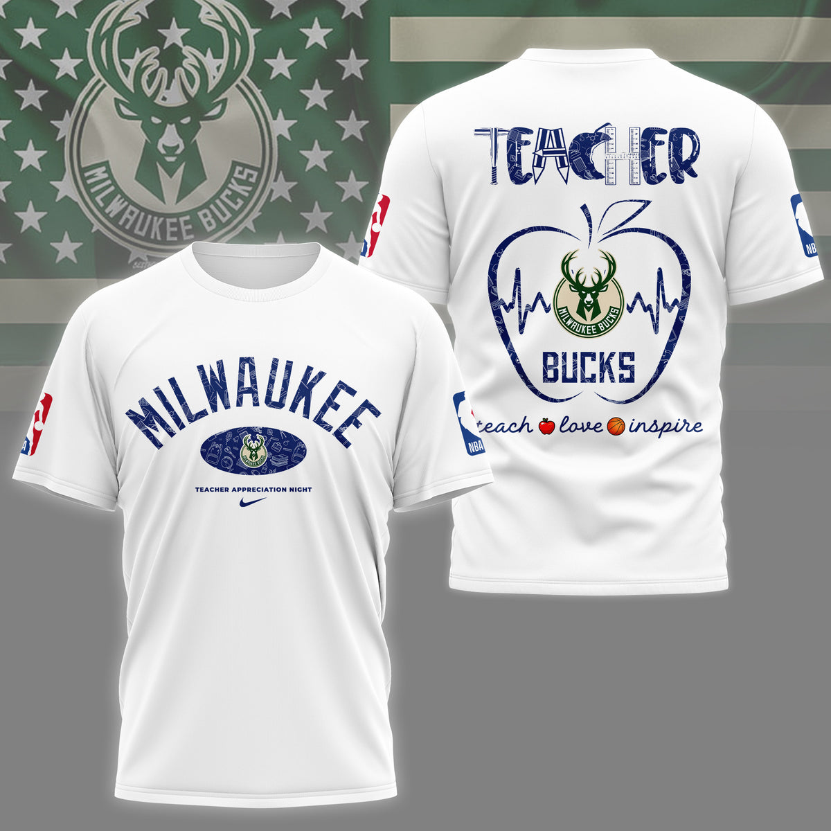 Milwaukee Bucks | Premium NBA Teacher Appreciation Day 3D Shirt NY