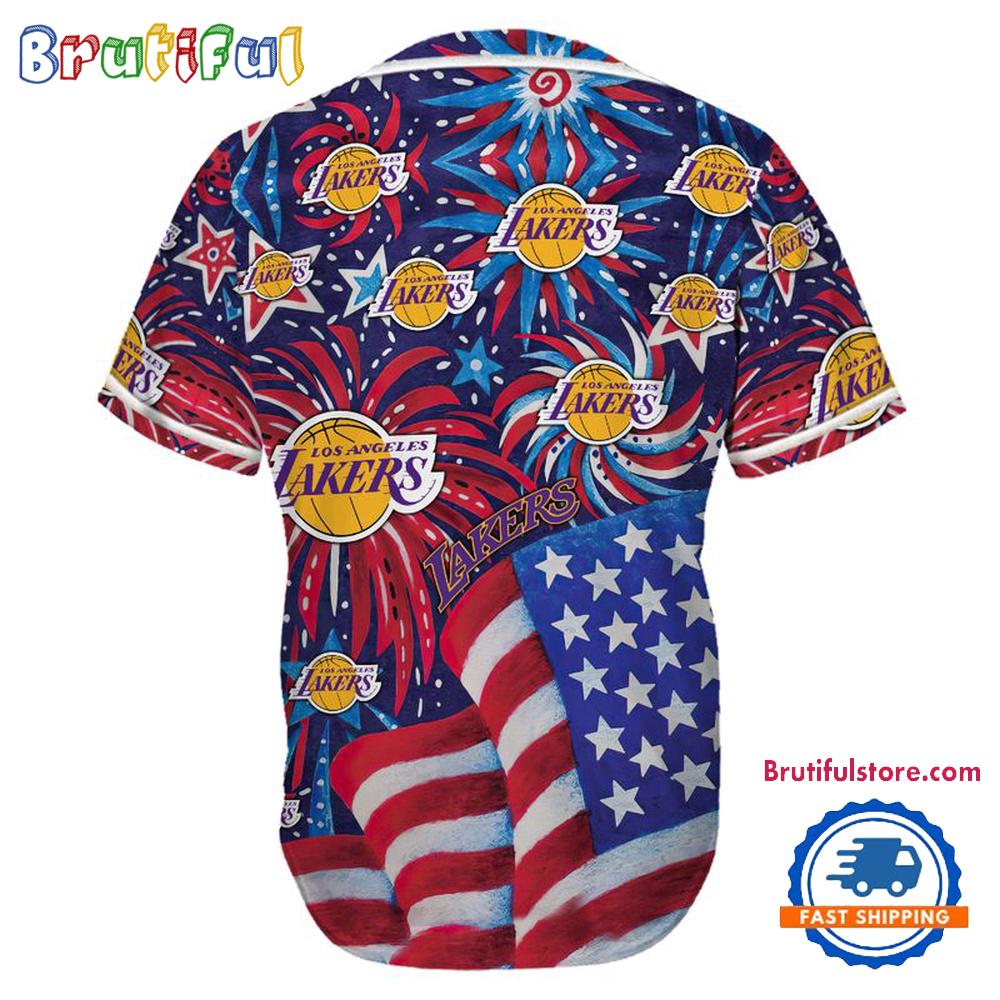 Los Angeles Lakers USA Flag Independence Day Baseball Jersey, Sport Team 4th of July Jersey