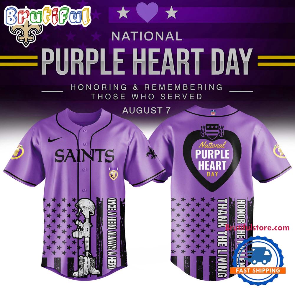 New Orleans Saints Purple Heart Day Limited Edition Baseball Jersey