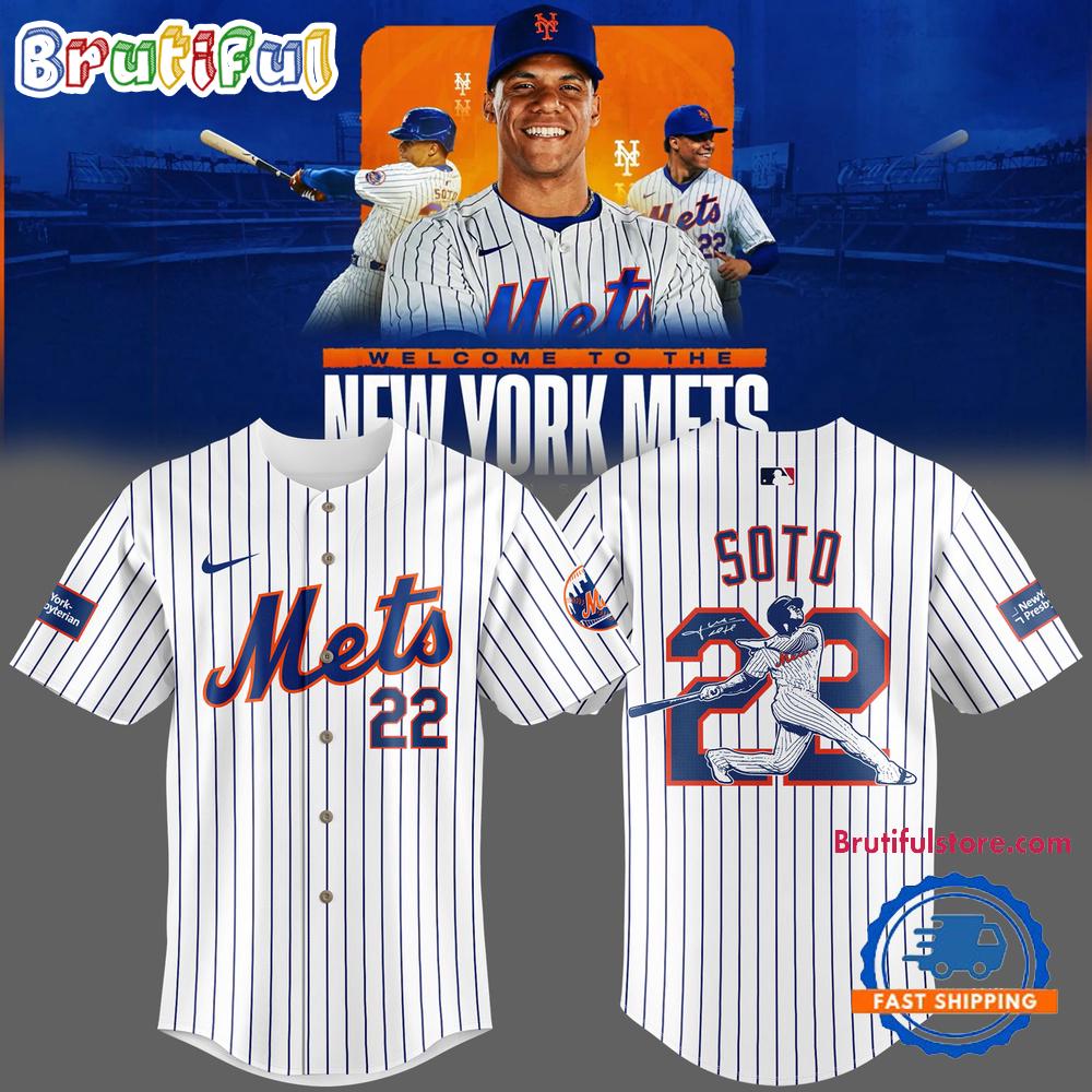 New York Mets Juan Soto 22 With Signature Baseball Jersey
