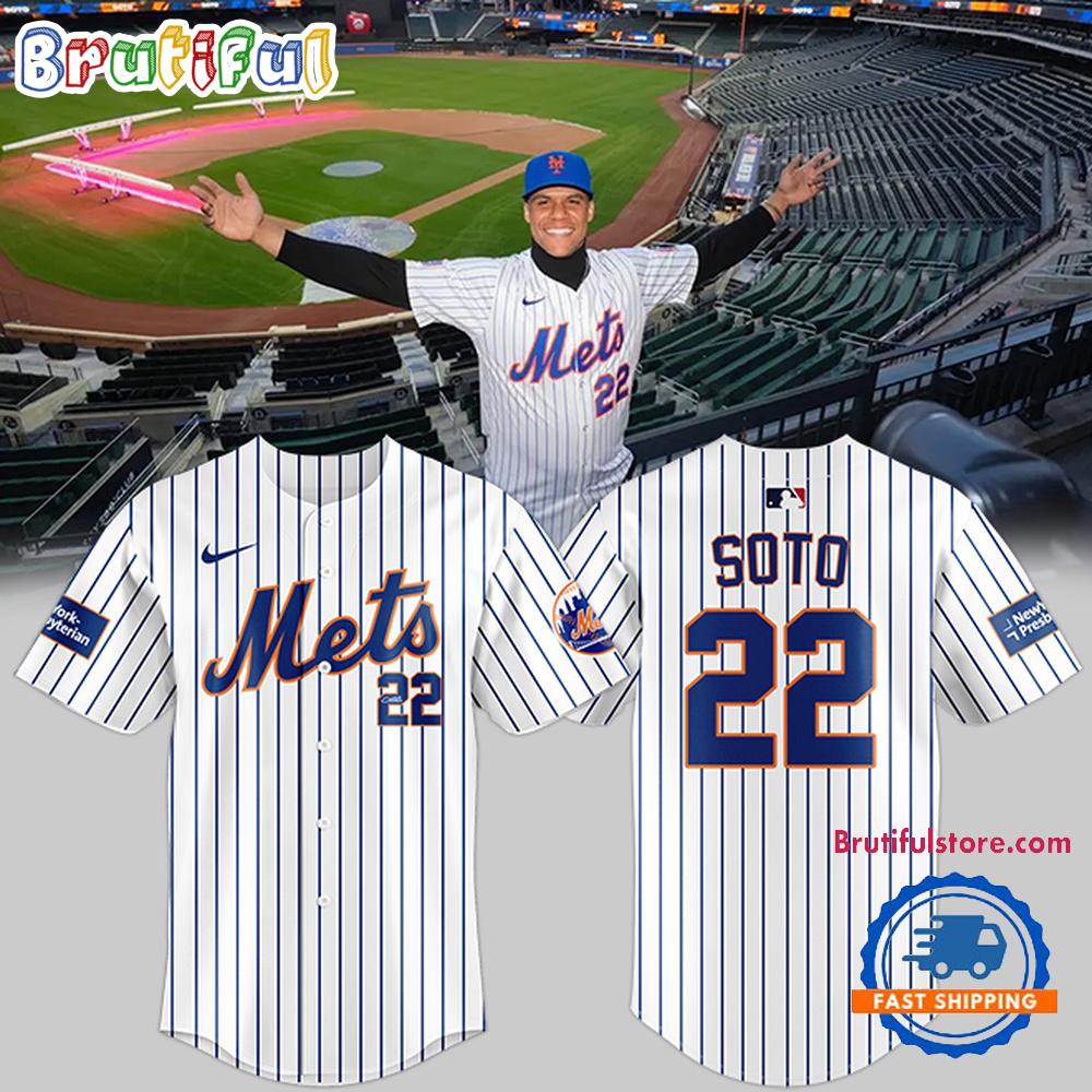 New York Mets Juan Soto 22 With Signature Jersey Shirt