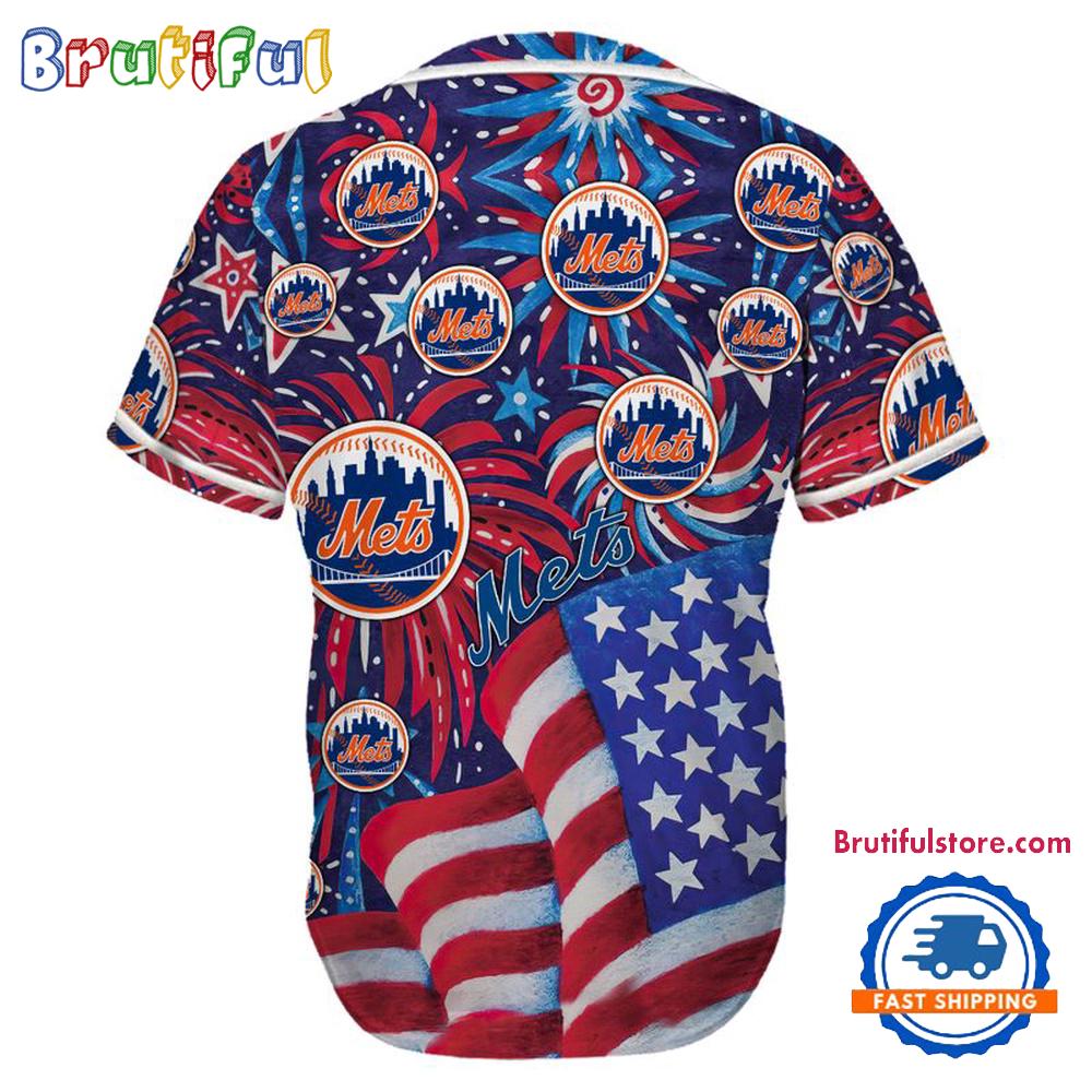 New York Mets USA Flag Independence Day Baseball Jersey, Sport Team 4th of July Jersey