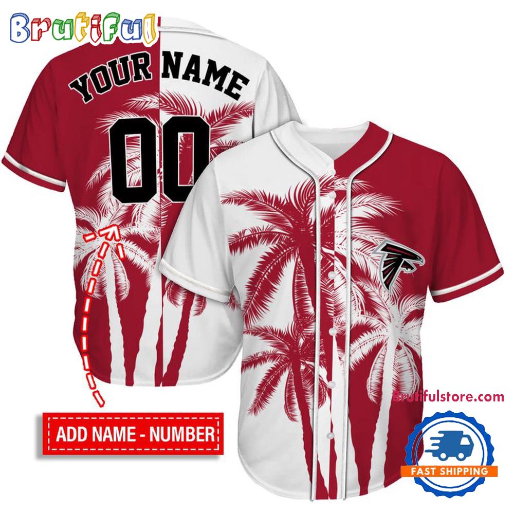 NFL Atlanta Falcons Palm Trees Pattern Summer Personalized Baseball Jersey