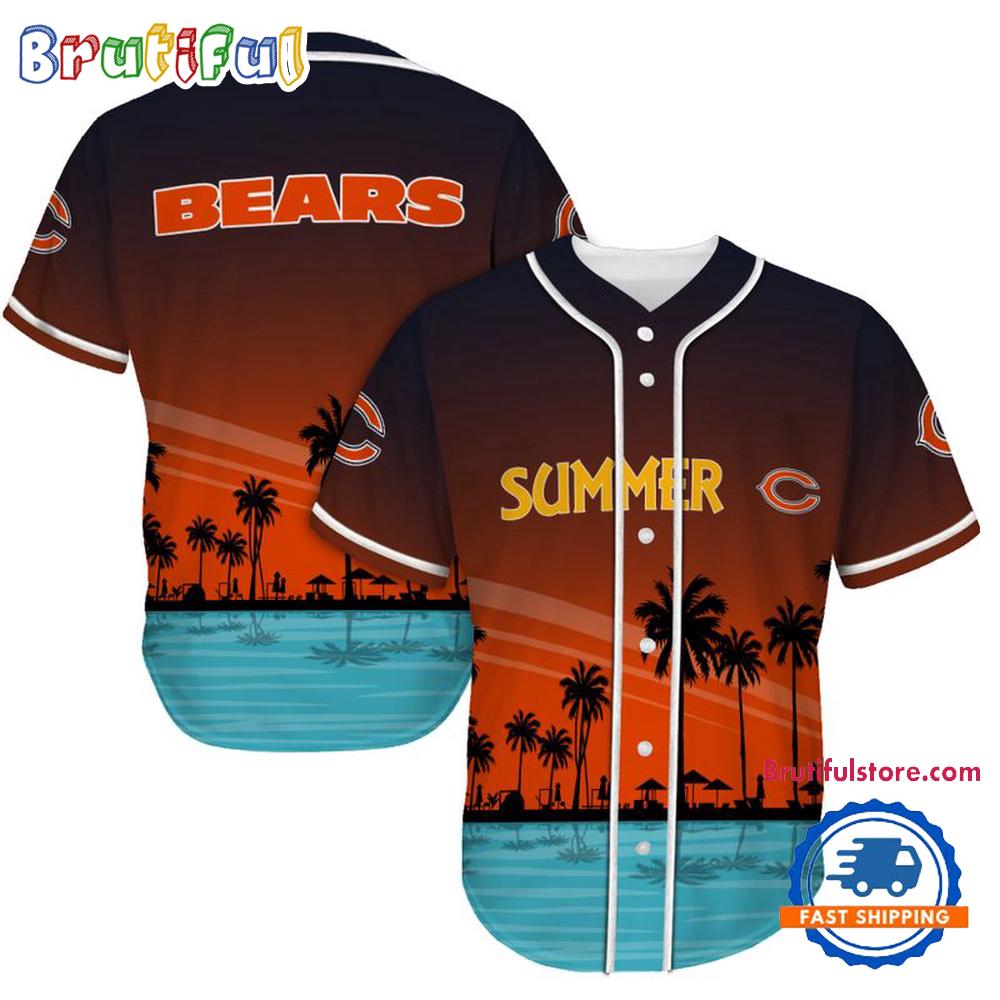 NFL Chicago Bears Palm Trees Summer On The Beach Baseball Jersey