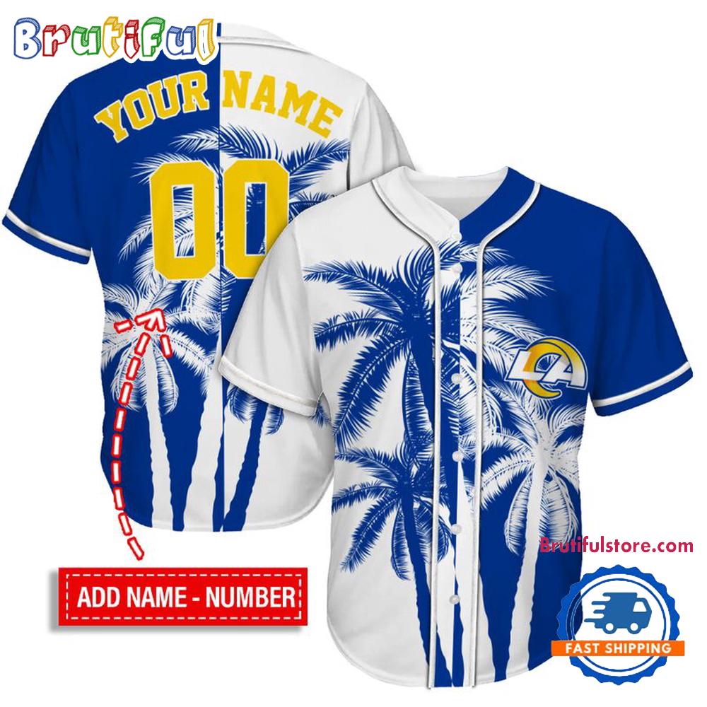 NFL Los Angeles Rams Palm Trees Pattern Summer Personalized Baseball Jersey