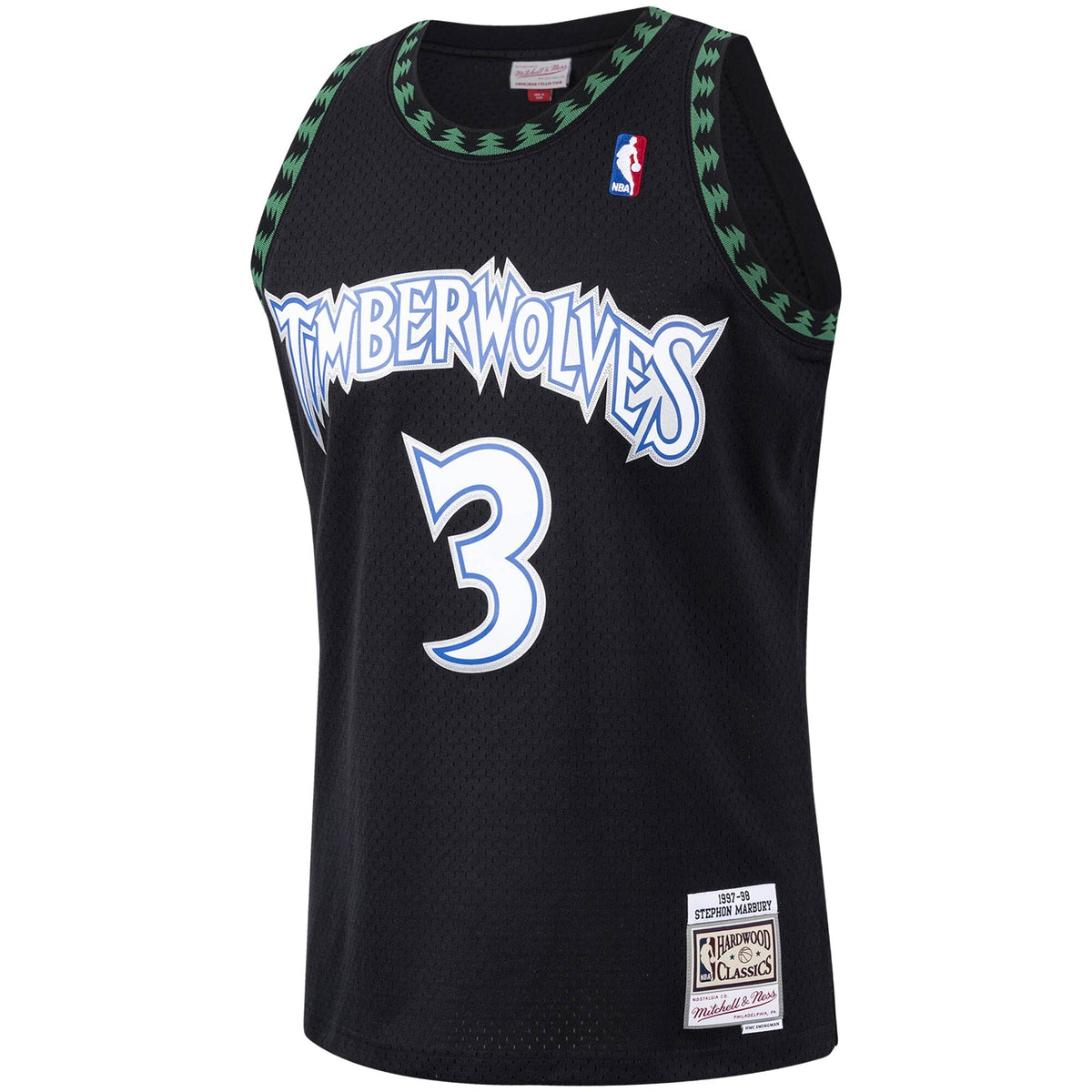 Men's Minnesota Timberwolves Stephon Marbury Mitchell & Ness Black Hardwood Classics Swingman Jersey
