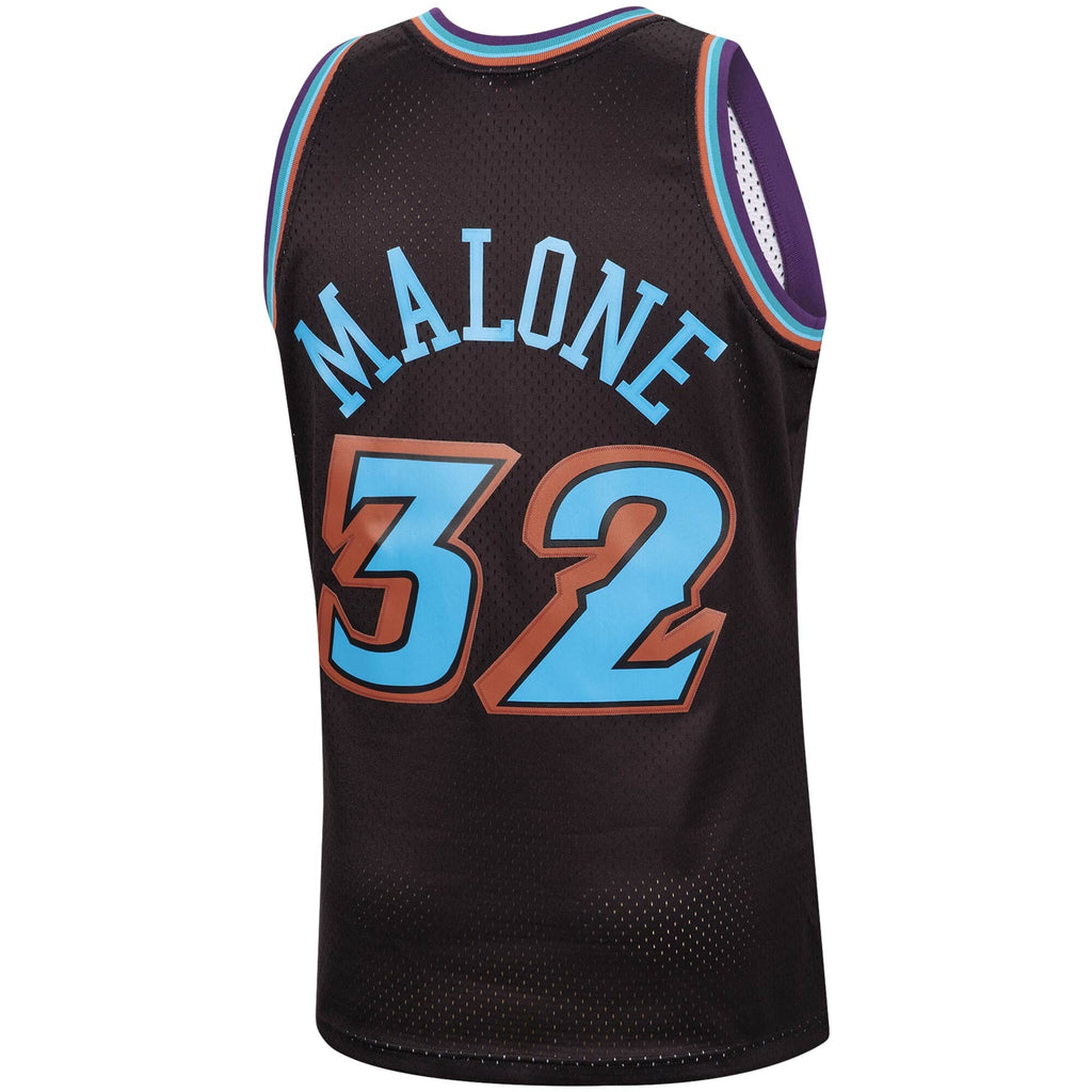 Men's Mitchell & Ness Karl Malone Black Utah Jazz 1996-97 Hardwood Classics Reload Swingman Jersey