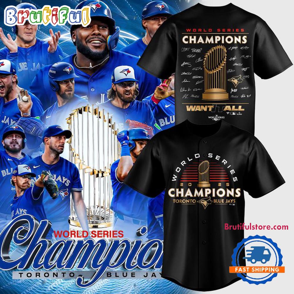 Toronto Blue Jays World Series Champions 2025 New Design Black Baseball Jersey
